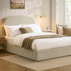 Dusklia - Surrey Ottoman Storage Bed - Sage Stripe