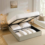 Dusklia - Surrey Ottoman Storage Bed - Sage Stripe