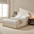 Dusklia - Surrey Ottoman Storage Bed - Thin Natural Stripe