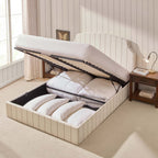 Dusklia - Surrey Ottoman Storage Bed - Thin Natural Stripe