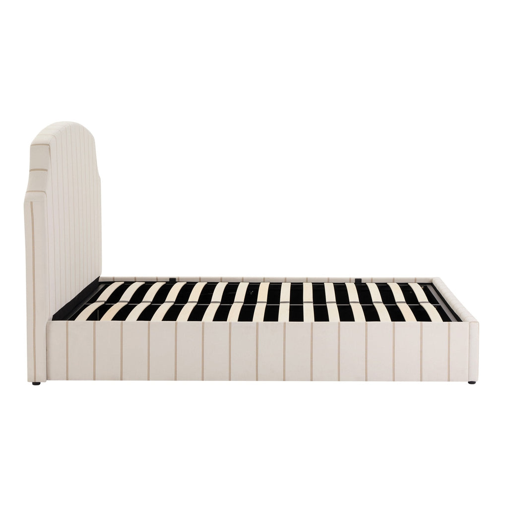 Dusklia - Surrey Ottoman Storage Bed - Thin Natural Stripe