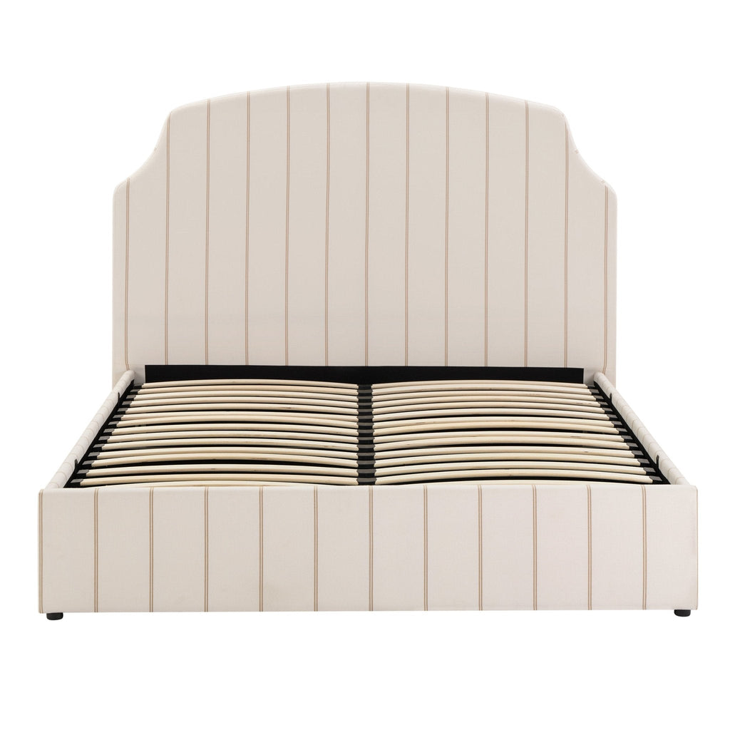 Dusklia - Surrey Ottoman Storage Bed - Thin Natural Stripe