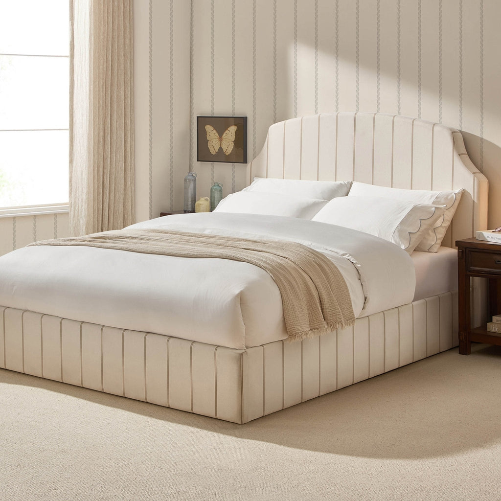 Dusklia - Surrey Ottoman Storage Bed - Thin Natural Stripe