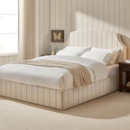 Dusklia - Surrey Ottoman Storage Bed - Thin Natural Stripe