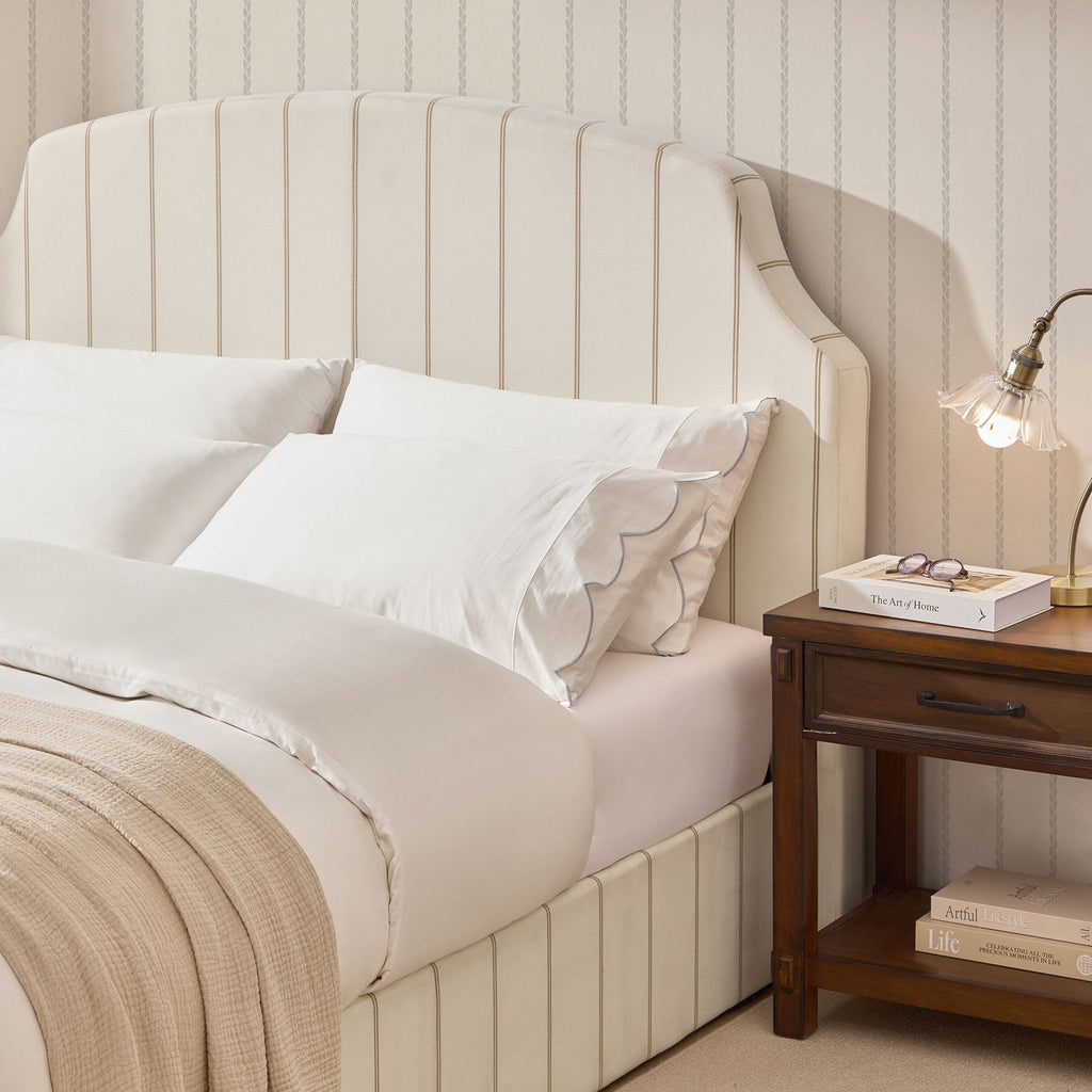 Dusklia - Surrey Ottoman Storage Bed - Thin Natural Stripe