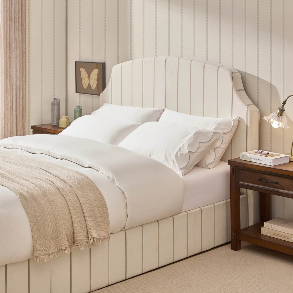 Dusklia - Surrey Ottoman Storage Bed - Thin Natural Stripe