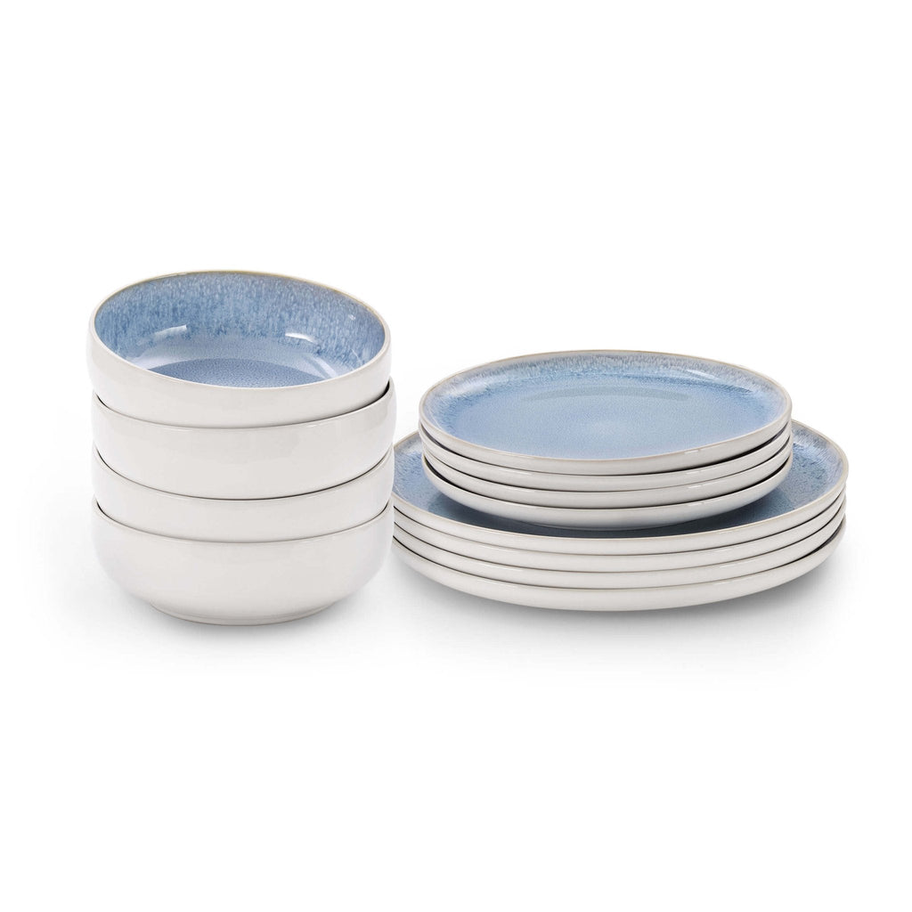 Dusklia - Sutton Ceramic 12 Piece Dinner Set - Light Blue