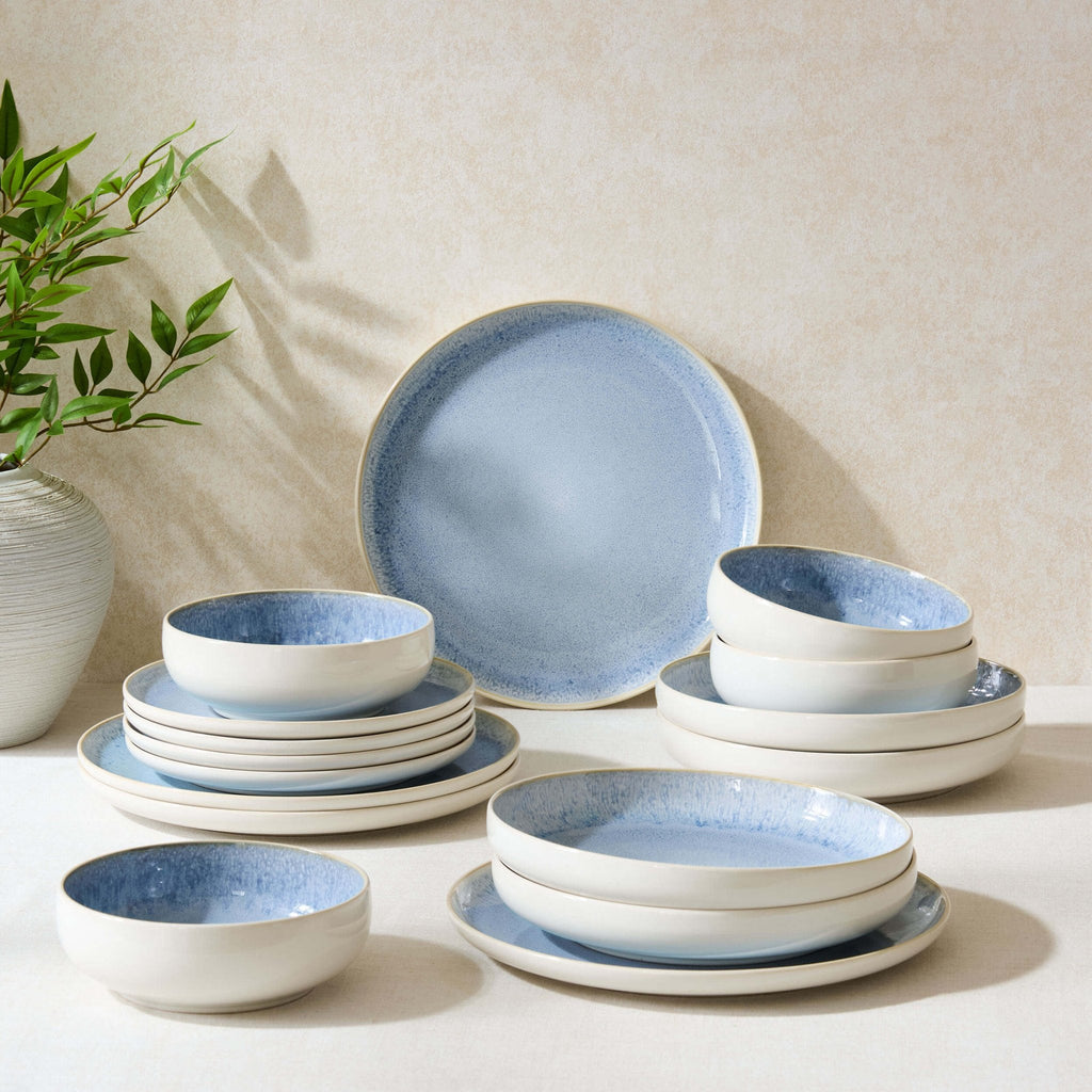 Dusklia - Sutton Ceramic 16 Piece Dinner Set - Light Blue