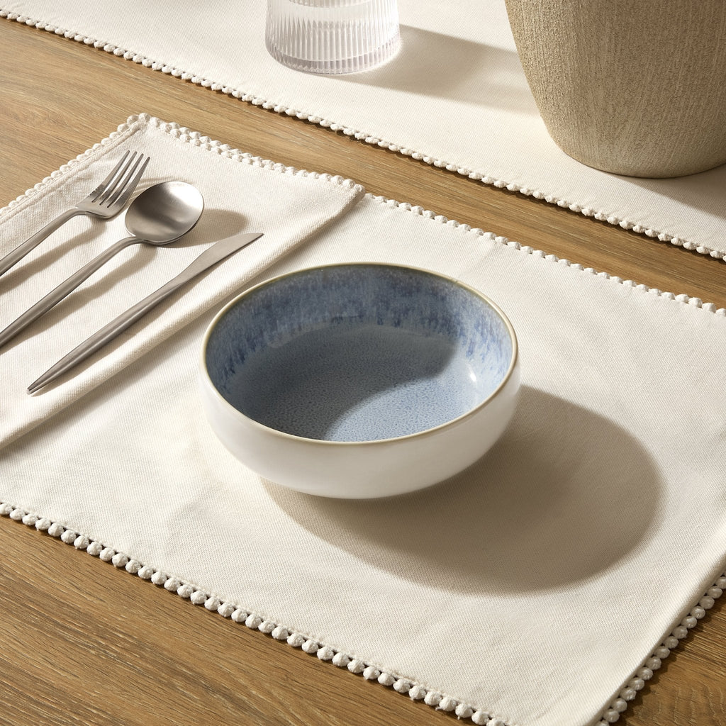 Dusklia - Sutton Stoneware Set of 4 Cereal Bowls - Light Blue