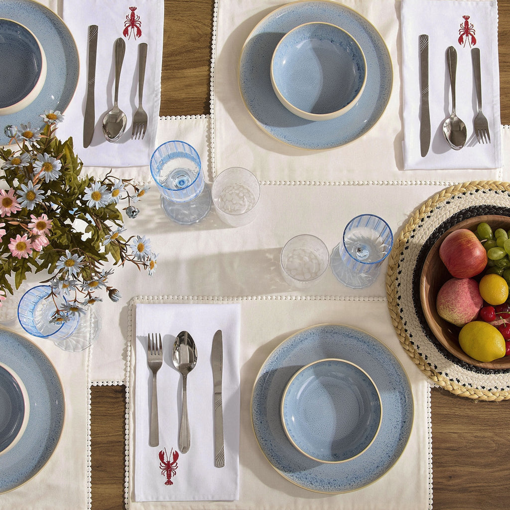 Dusklia - Sutton Stoneware Set of 4 Dinner Plates - Light Blue