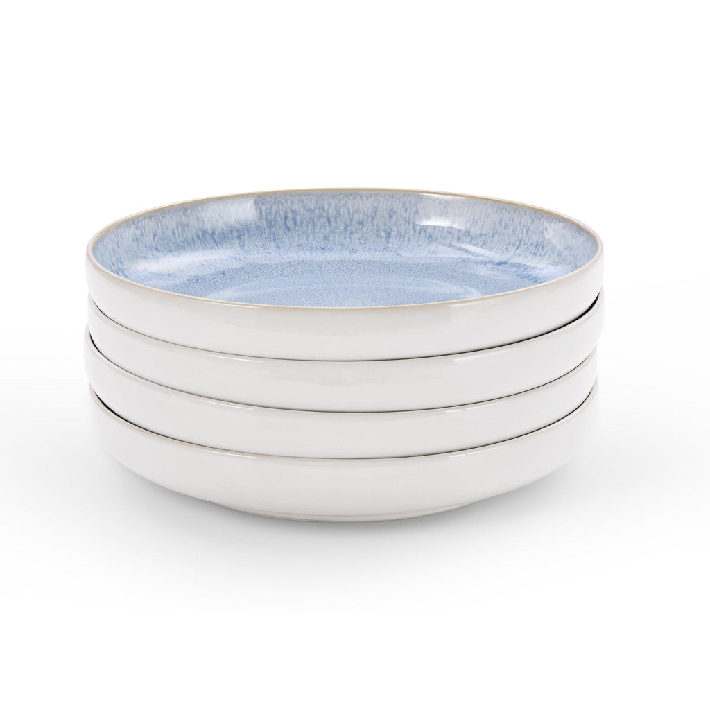 Dusklia - Sutton Stoneware Set of 4 Pasta Bowls - Light Blue