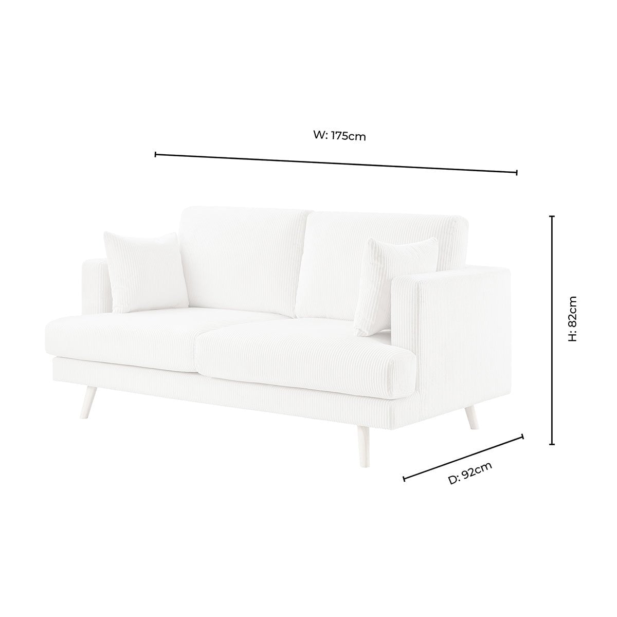 Dusklia - Sweden 2 Seater Sofa - Rib Ecru