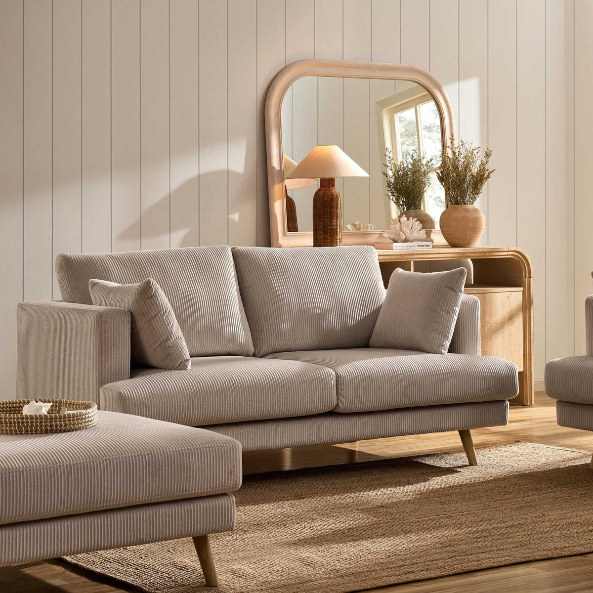 Dusklia - Sweden 2 Seater Sofa - Rib Ecru
