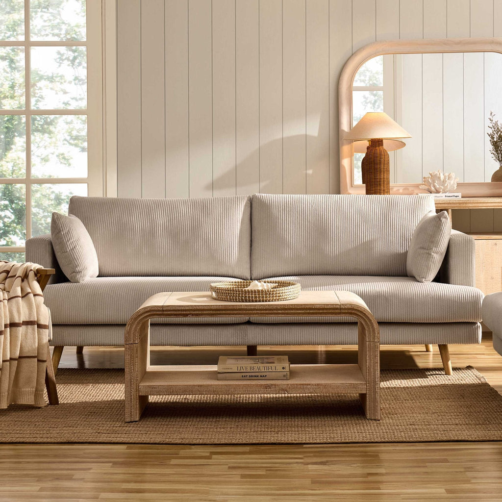 Dusklia - Sweden 3 Seater Sofa - Rib Ecru
