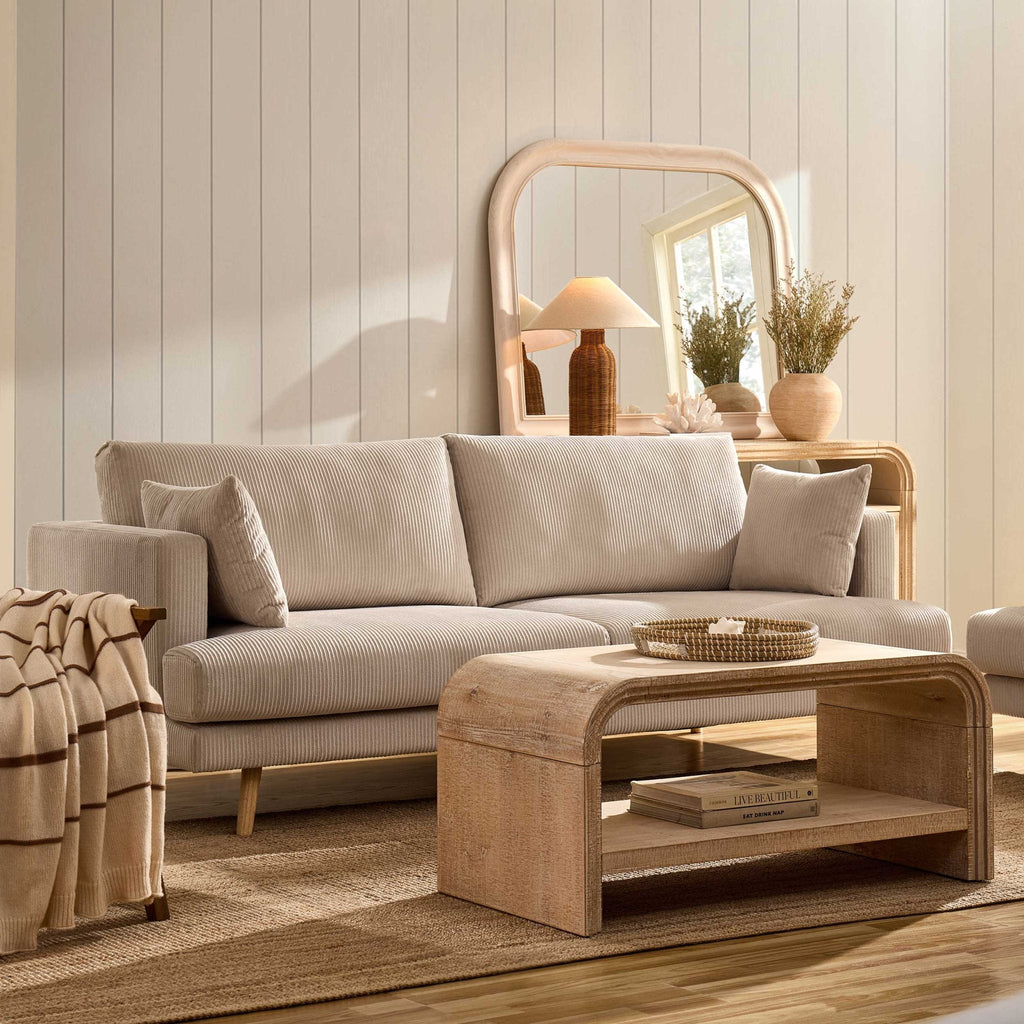 Dusklia - Sweden 3 Seater Sofa - Rib Ecru