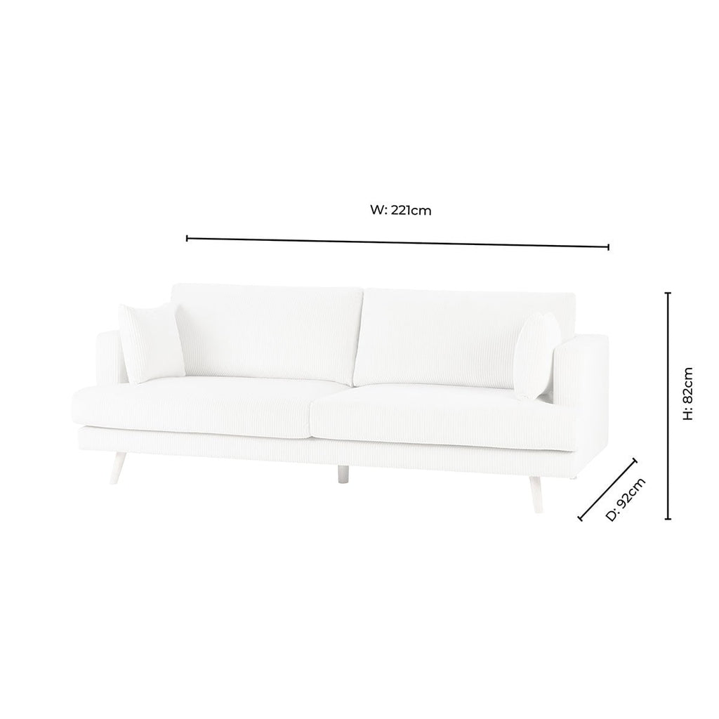 Dusklia - Sweden 3 Seater Sofa - Rib Ecru