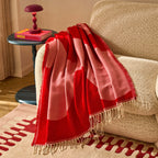 Dusklia - Swirl Contrast Pattern Sofa Throw - Pink/Red