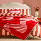 Dusklia - Swirl Contrast Pattern Throw - Pink/Red