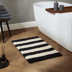Dusklia - Symi Wide Stripe Bath Mat - Black/ White