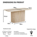 Table extensible - TOLOSA 80A - Décor chêne artisan / Noir - Rectangulaire - 6 / 8 personnes - 100-150 x 75 x 80 cm