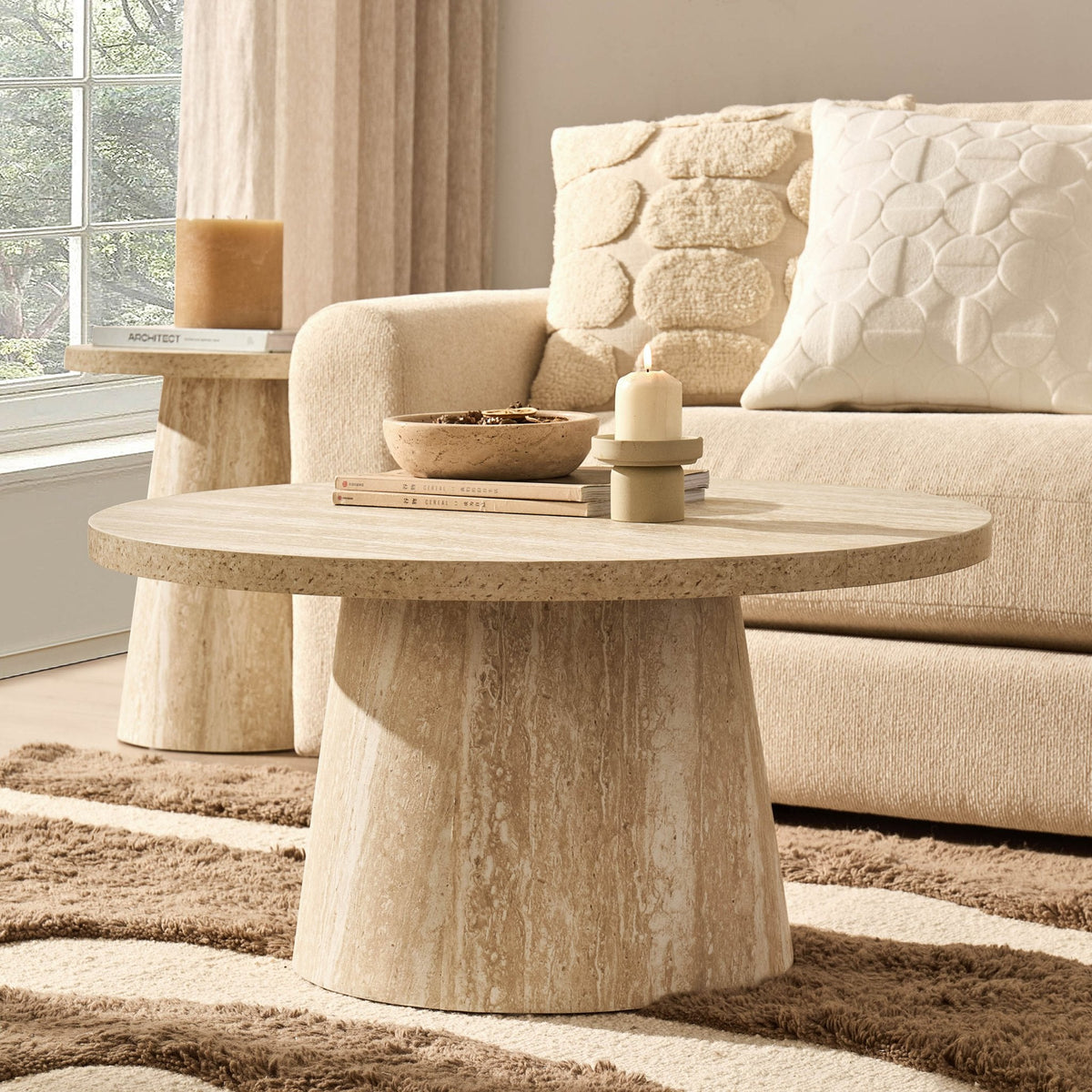Dusklia - Talia Coffee Table -  Stone Marble Effect