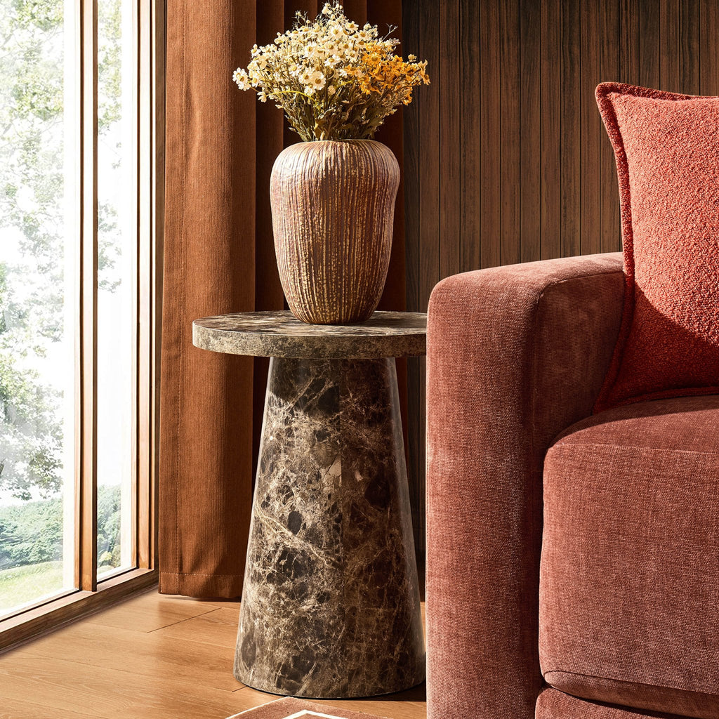 Dusklia - Talia Side Table - Dark Marble Effect