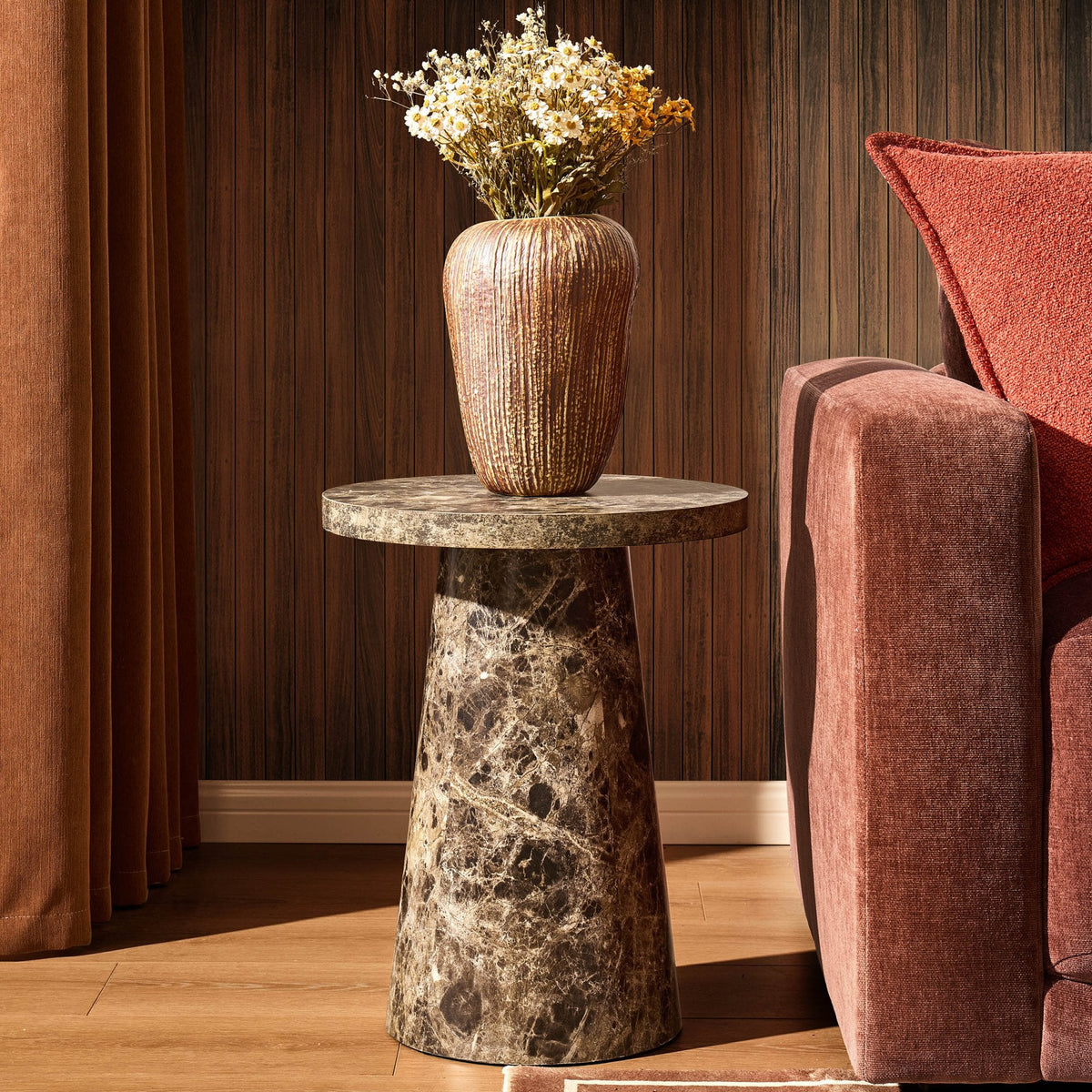 Dusklia - Talia Side Table - Dark Marble Effect