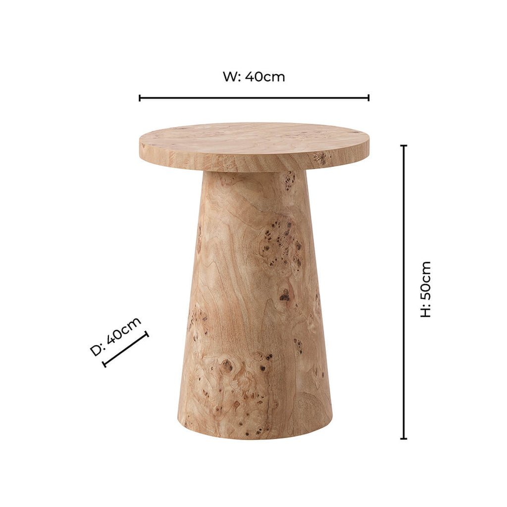 Table d'appoint Talia - effet ronce de peuplier clair