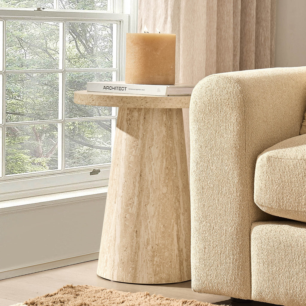 Dusklia - Talia Side Table - Stone Marble Effect