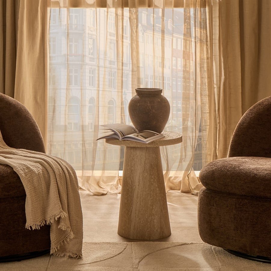 Dusklia - Talia Side Table - Stone Marble Effect