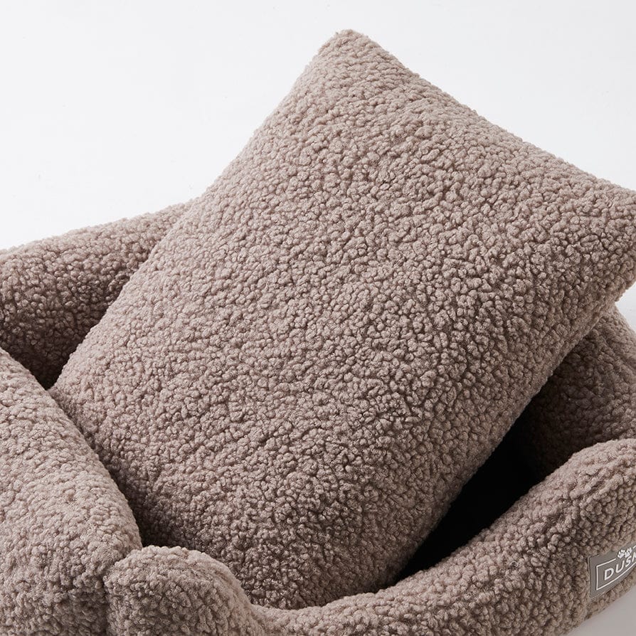 Dusklia - Teddy Basket Dog Bed - Taupe