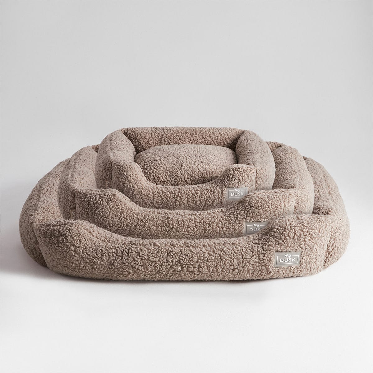 Dusklia - Teddy Basket Dog Bed - Taupe