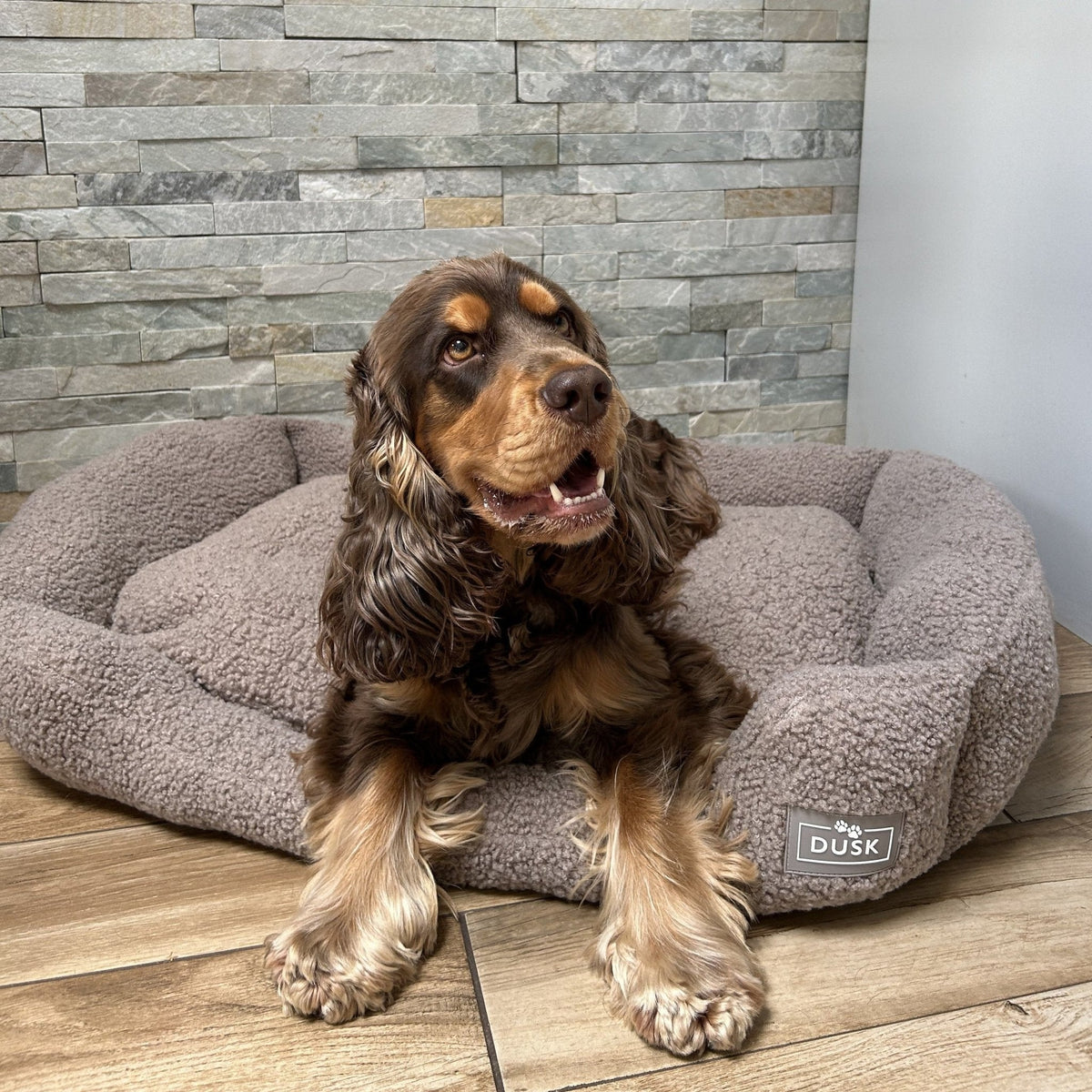 Dusklia - Teddy Basket Dog Bed - Taupe