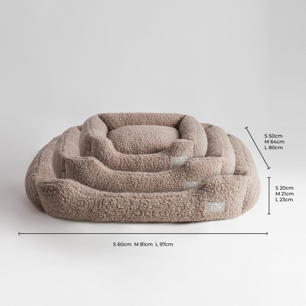 Dusklia - Teddy Basket Dog Bed - Taupe