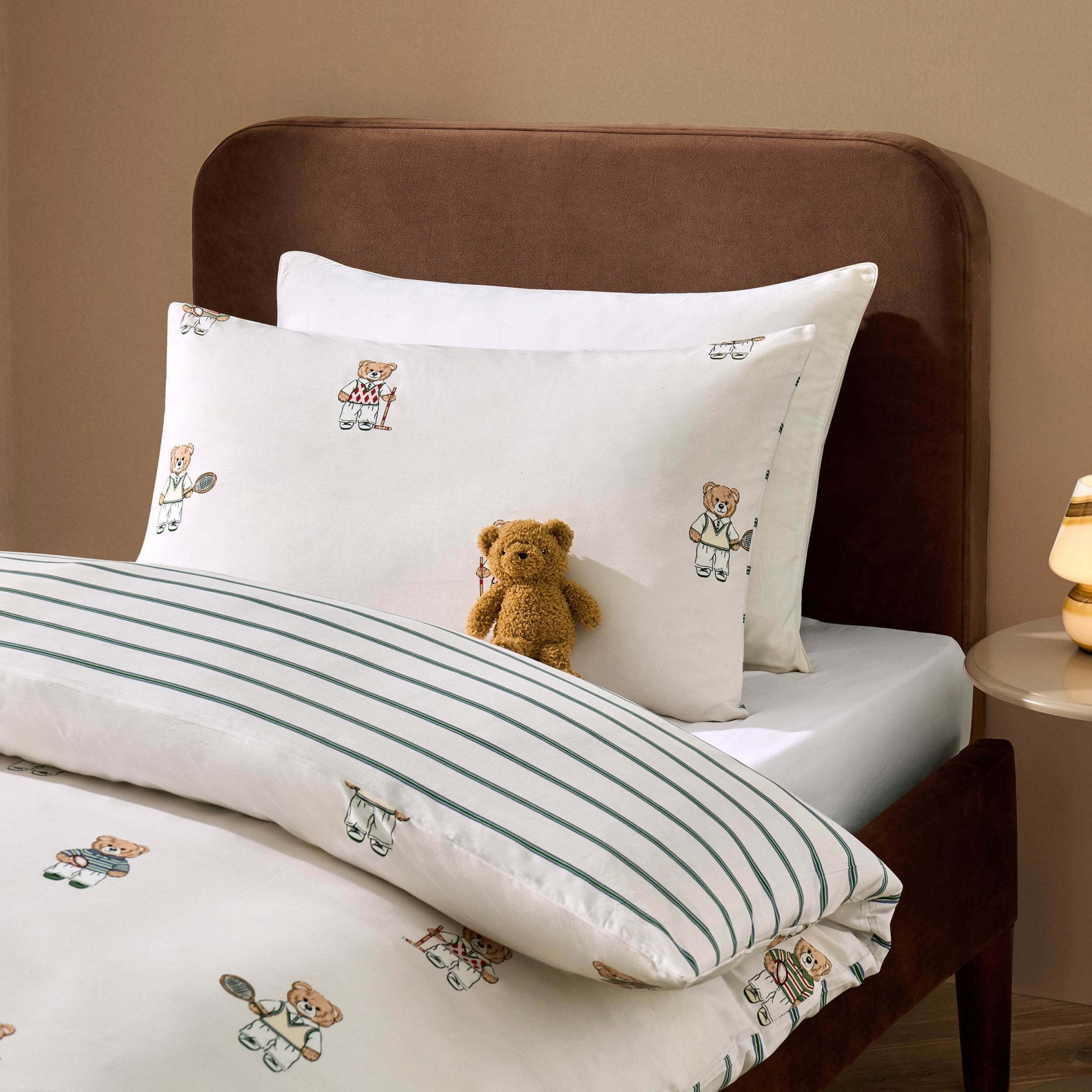 Dusklia - Teddy Bear 100% Cotton Reversible Duvet Cover & Pillowcase set - Natural