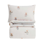 Dusklia - Teddy Bear 100% Cotton Reversible Duvet Cover & Pillowcase set - Natural