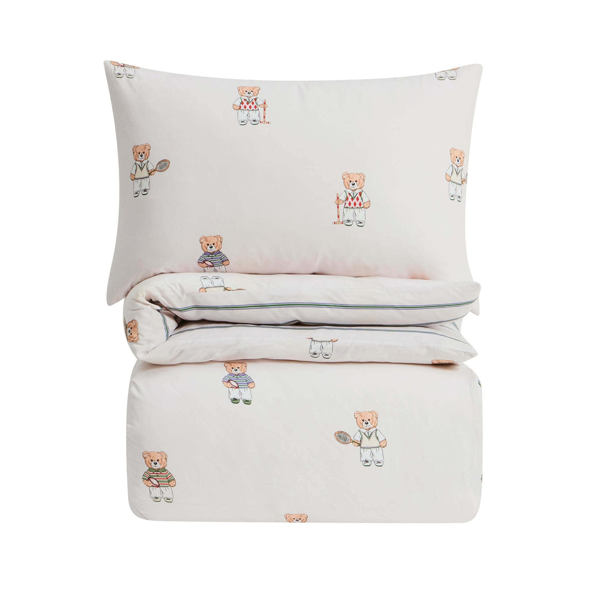 Dusklia - Teddy Bear 100% Cotton Reversible Duvet Cover & Pillowcase set - Natural