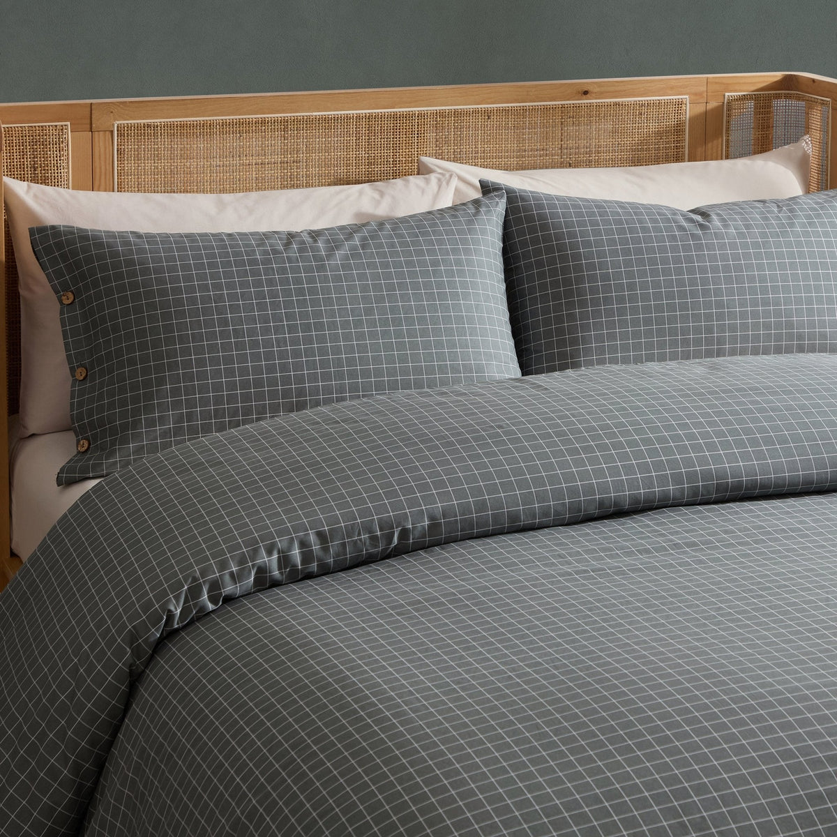 Dusklia - Thea Duvet Cover & Pillowcase Set - Pewter Green