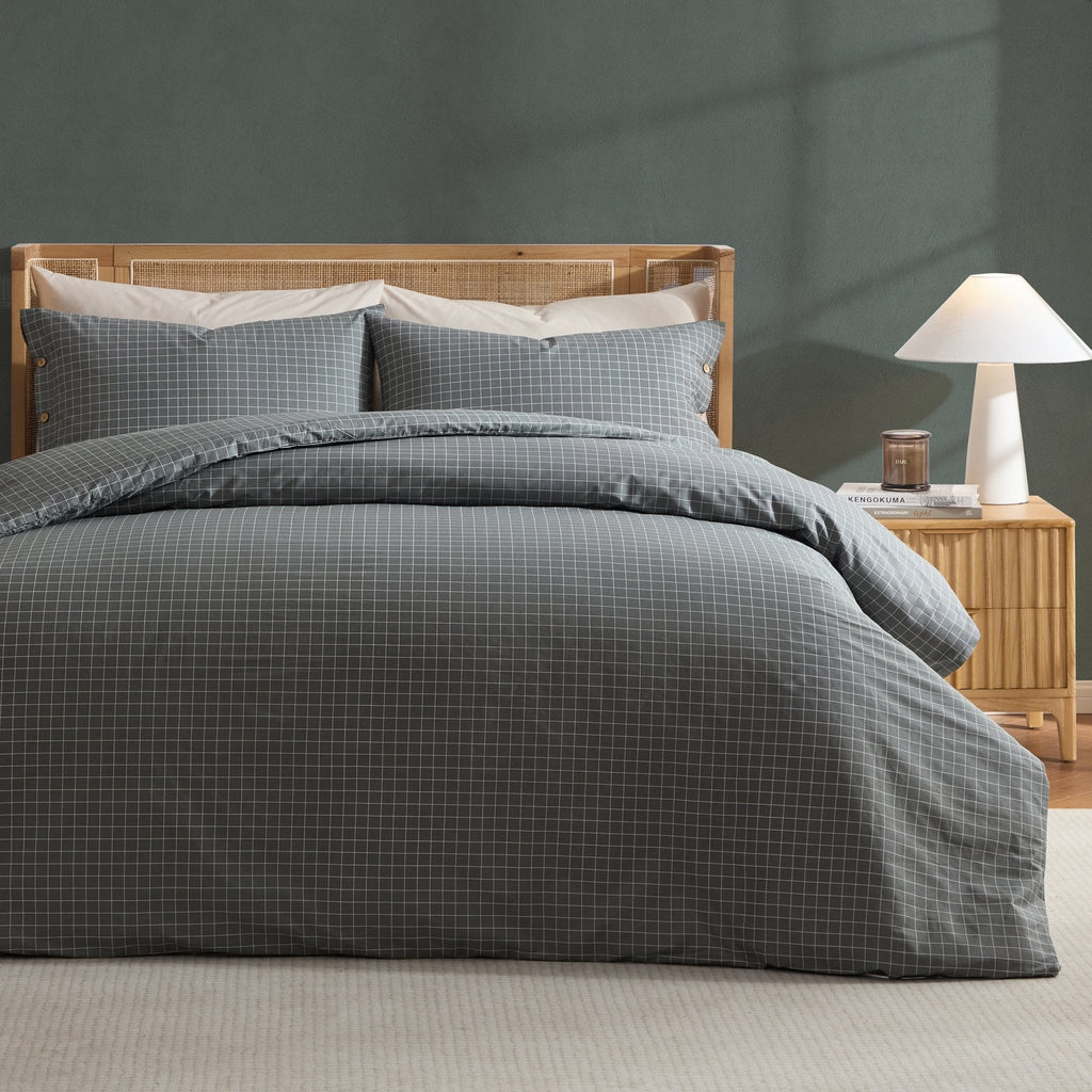 Dusklia - Thea Duvet Cover & Pillowcase Set - Pewter Green