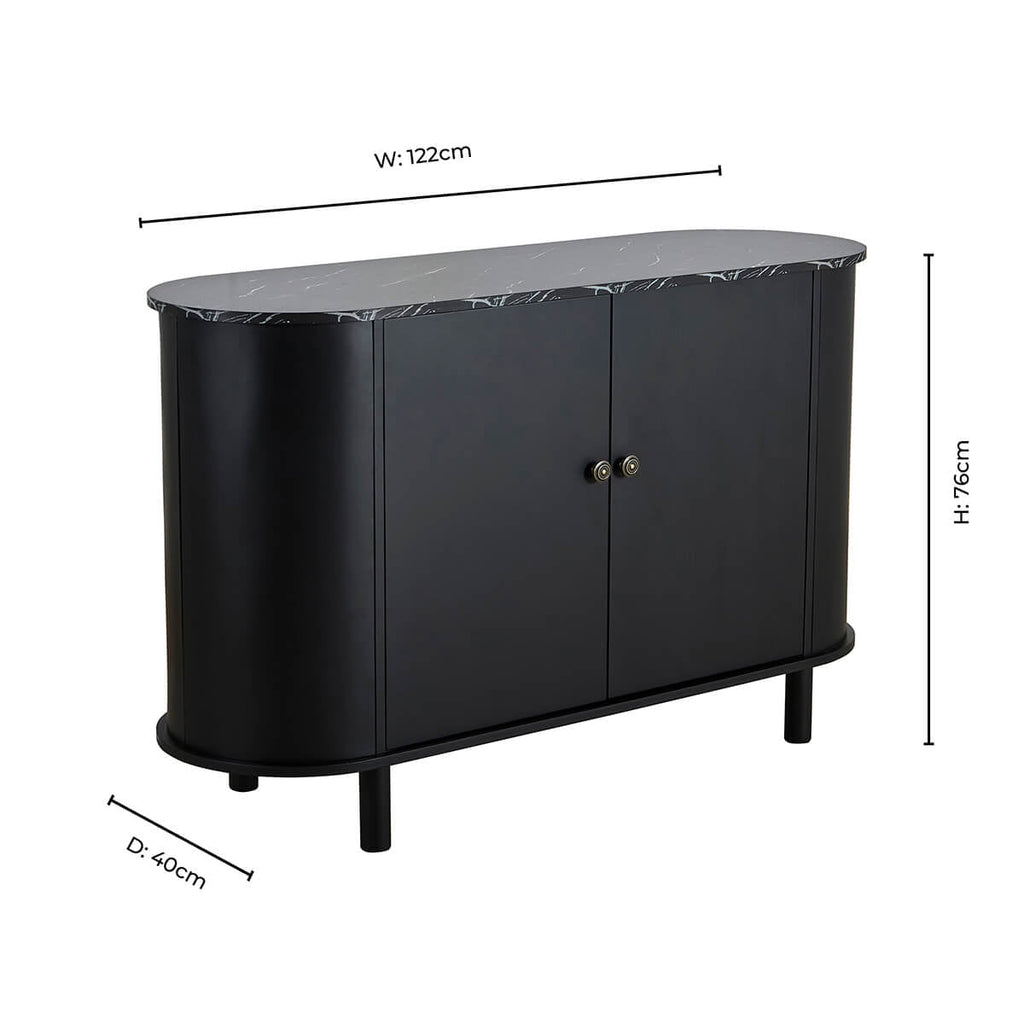 Dusklia - Tilda 2 Door Sideboard - Black/ Marble Top