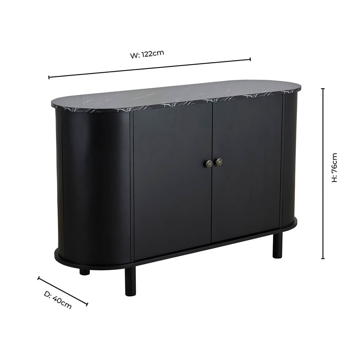 Dusklia - Tilda 2 Door Sideboard - Black/ Marble Top
