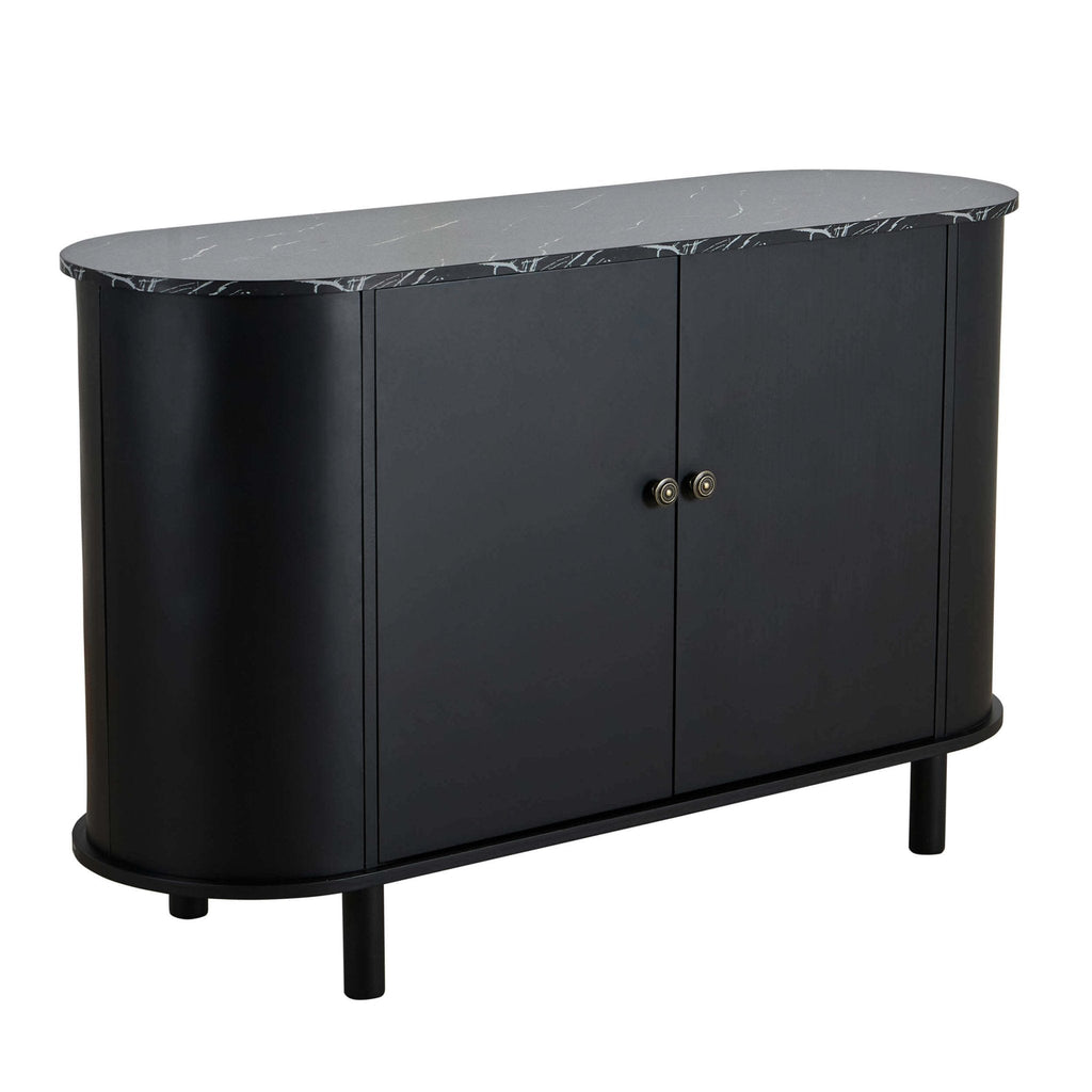 Dusklia - Tilda 2 Door Sideboard - Black/ Marble Top