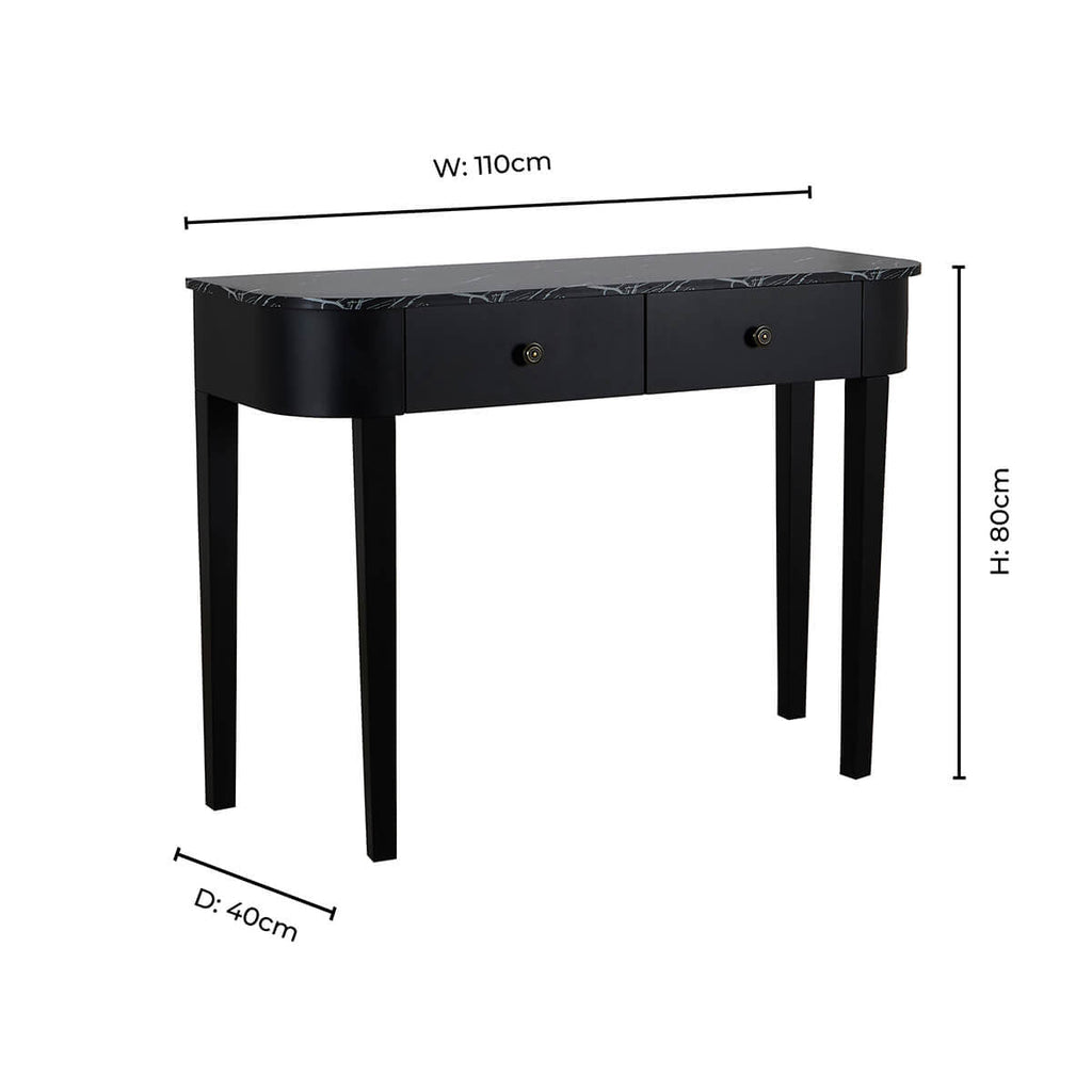 Dusklia - Tilda Console Table - Black/Marble Top