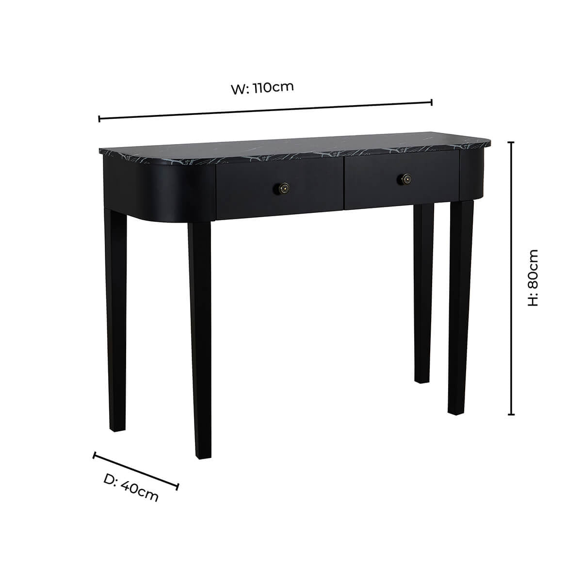Dusklia - Tilda Console Table - Black/Marble Top