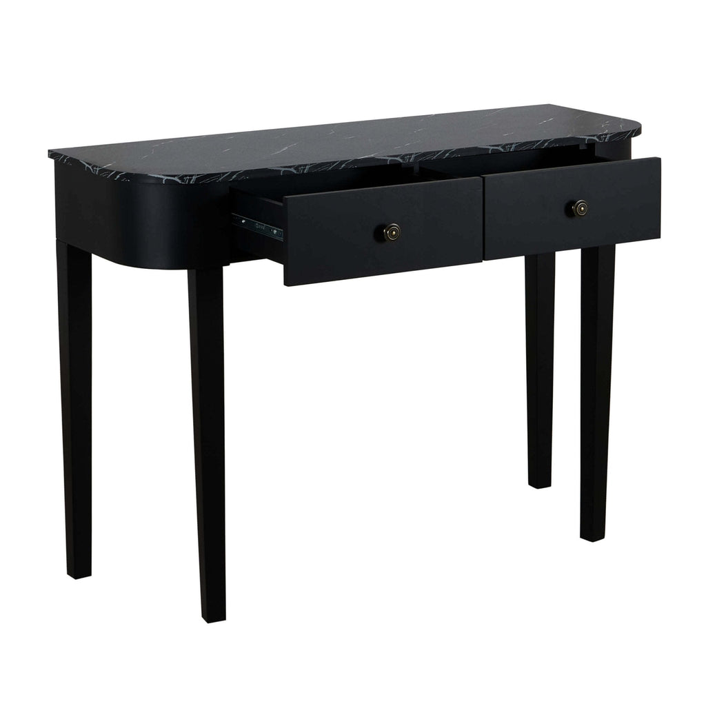 Dusklia - Tilda Console Table - Black/Marble Top