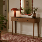 Dusklia - Tilda Console Table - Mid Wood/Marble Top