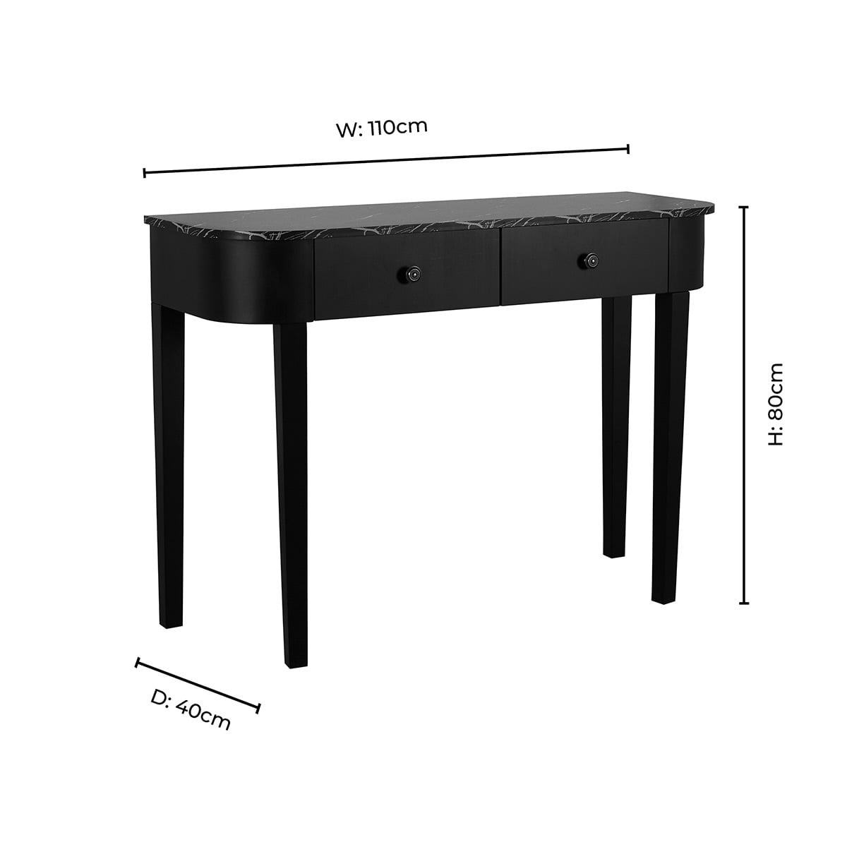 Dusklia - Tilda Console Table - Mid Wood/Marble Top