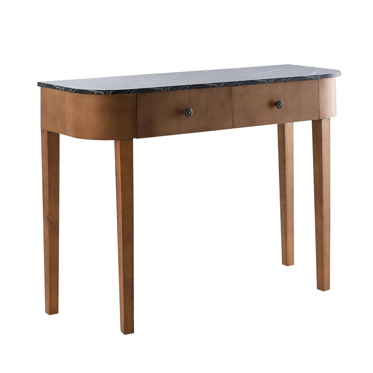Dusklia - Tilda Console Table - Mid Wood/Marble Top