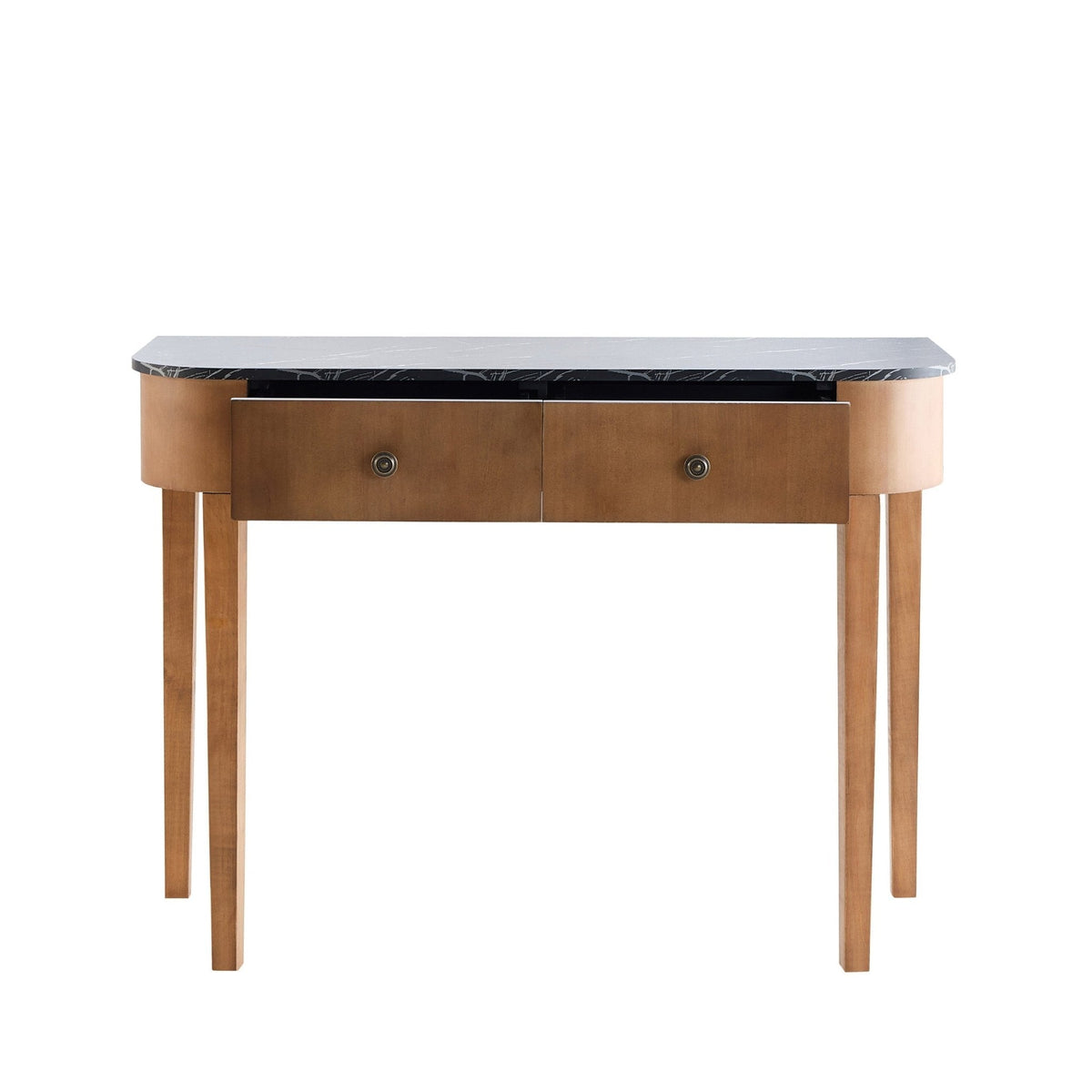 Dusklia - Tilda Console Table - Mid Wood/Marble Top