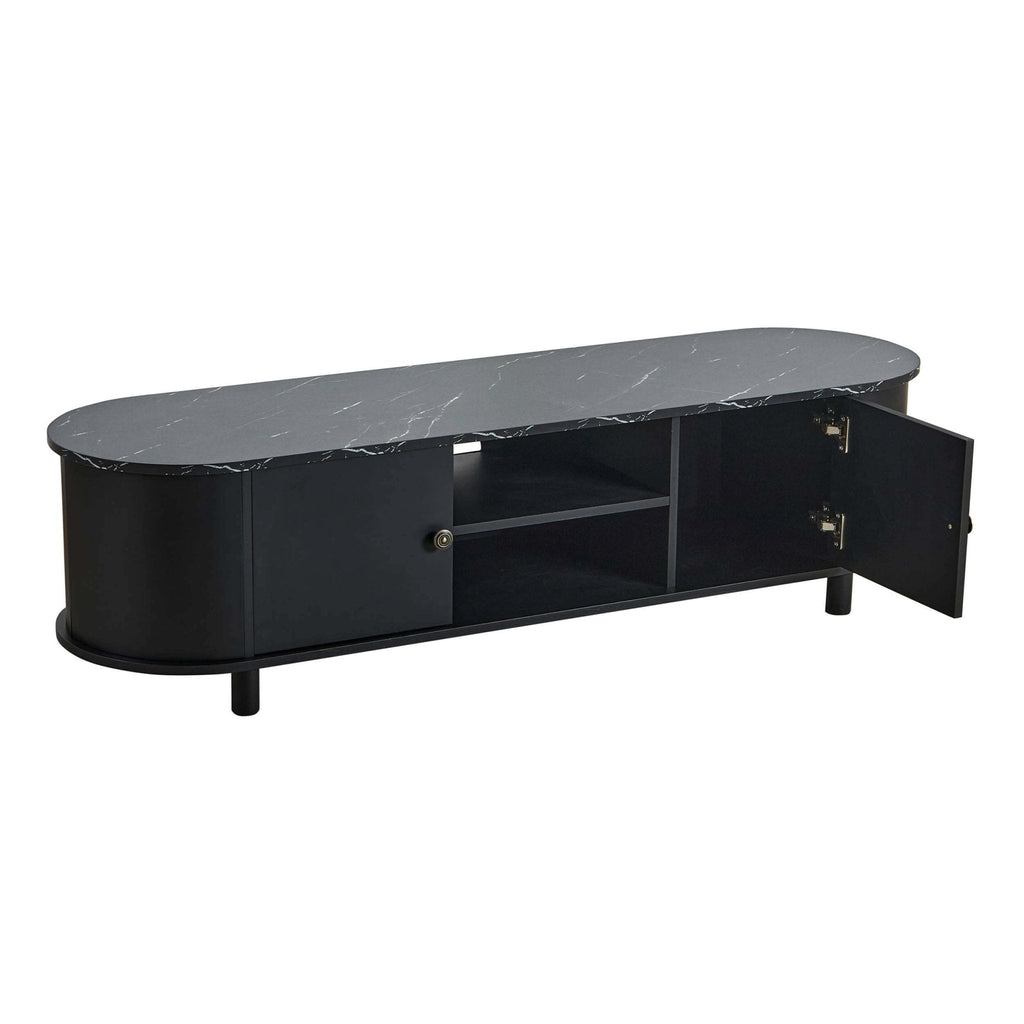 Dusklia - Tilda Tv Unit for TVs up to 65- Black/Marble Top